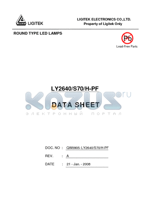 LY2640/S70/H-PF datasheet - ROUND TYPE LED LAMPS
