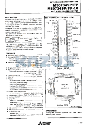 M50734FP datasheet - 8-BIT CMOS MICROCOMPUTER