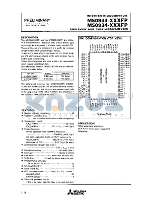 M50933-XXXFP datasheet - SINGLE-CHIP 8-BIT CMOS MICROCOMPUTER