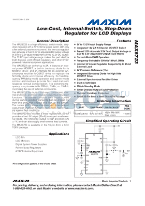 MAX8723 datasheet - Low-Cost, Internal-Switch, Step-Down Regulator for LCD Displays