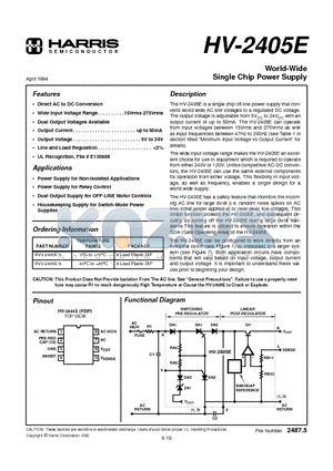 HV3-2405E-5 datasheet - World-Wide Single Chip Power Supply