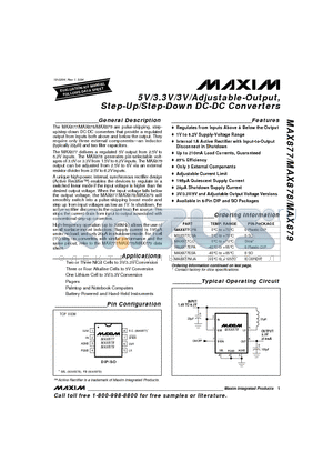 MAX878CPA datasheet - 5V/3.3V/3V/Adjustable-Output, Step-Up/Step-Down DC-DC Converters