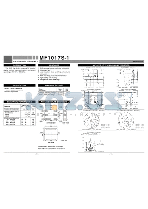 MF1017S-1 datasheet - FOR DIGITAL MOBILE TELEPHONE, Rx