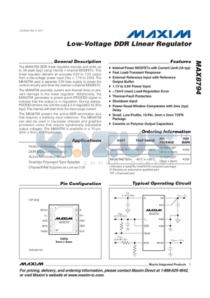 MAX8794ETV+ datasheet - Low-Voltage DDR Linear Regulator