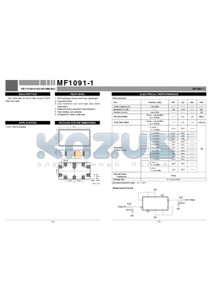 MF1091-1 datasheet - FOR IF FILTER OF DCS 1800 HAND HELD
