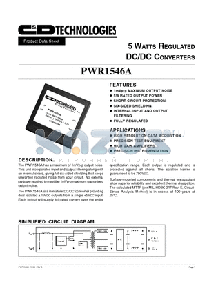 PWR1546AH datasheet - 5 WATT UNREGULATED DC/DC CONVERTER