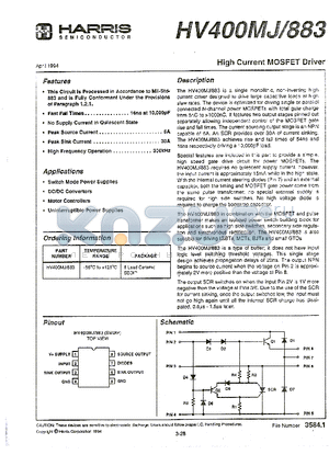 HV400-MJ datasheet - High Current MOSFET Driver