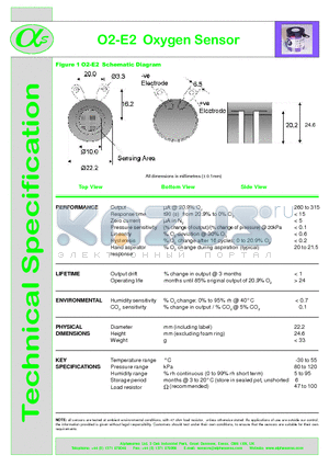 O2-E2 datasheet - Oxygen Sensor