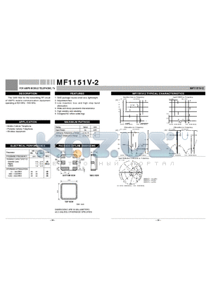 MF1151V-2 datasheet - FOR AMPS MOBILE TELEPHONE, Tx