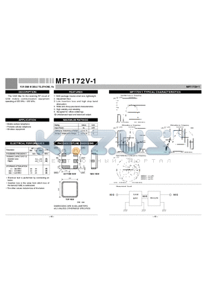 MF1172V-1 datasheet - FOR GSM MOBILE TELEPHONE, Rx