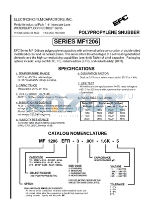 MF1206TC-3-0.01-1-10-1 datasheet - POLYPROPYLENE SNUBBER