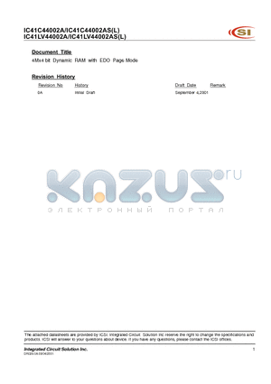 IS41LV44002A datasheet - 4M x 4 (16-MBIT) DYNAMIC RAM WITH EDO PAGE MODE