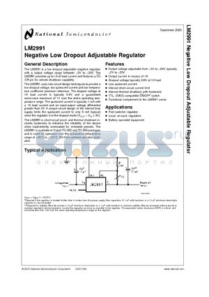 LM2991S datasheet - Negative Low Dropout Adjustable Regulator
