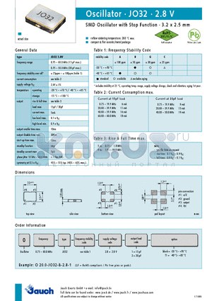 O20.0-JO32-B-2.8-2 datasheet - SMD Oscillator with Stop Function