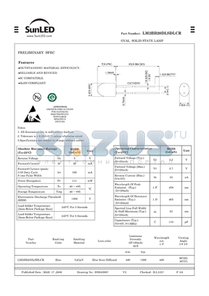 LM2BB20DLSDLCR datasheet - OVAL SOLID STATE LAMP