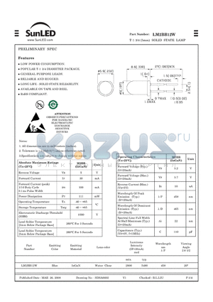LM2BB12W datasheet - T-1 3/4 (5mm) SOLID STATE LAMP