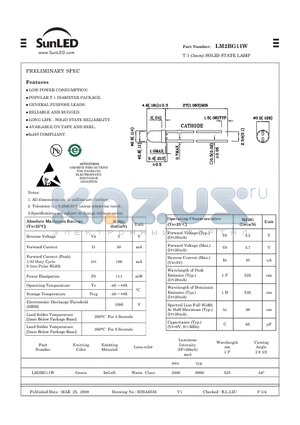 LM2BG11W datasheet - T-1 (3mm) SOLID STATE LAMP