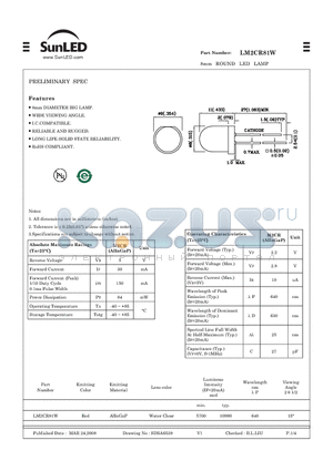 LM2CR81W datasheet - 8mm ROUND LED LAMP