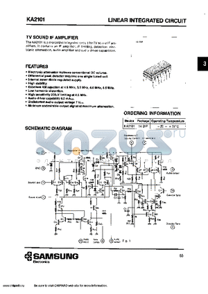 KA2101 datasheet - LINEAR INTEGRATED CIRCUIT(TV SOUND IF AMPLIFIER)