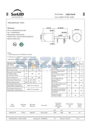 LM2CY01W datasheet - 10mm SOLID STATE LAMP