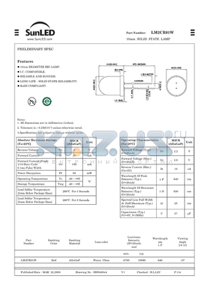 LM2CR01W datasheet - 10mm SOLID STATE LAMP
