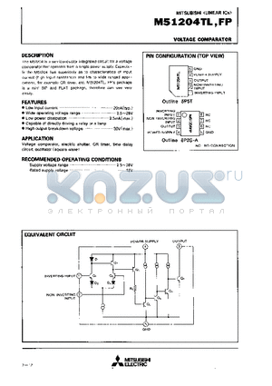 M51204FP datasheet - VOLTAGE COMPARATOR