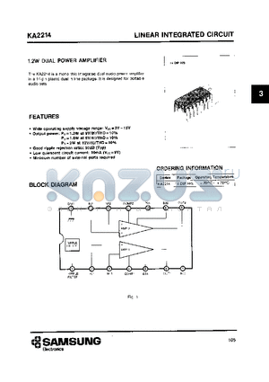 KA2214 datasheet - 1.2W DUAL POWER AMPLIFIER