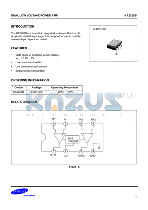 KA2209B datasheet - DUAL LOW VOLTAGE POWER AMP