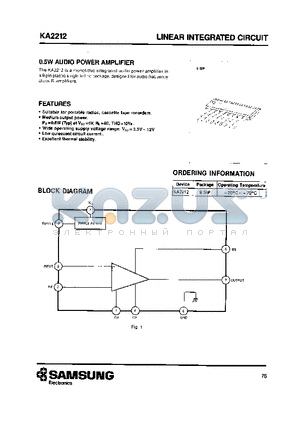 KA2212 datasheet - LINEAR INTEGRATED CIRCUIT