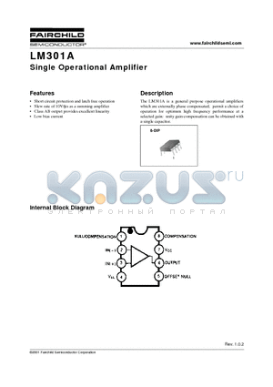 LM301AN datasheet - Single Operational Amplifier