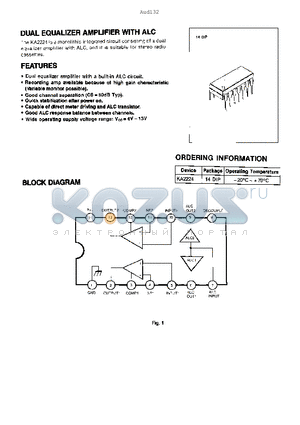 KA2224 datasheet - DUAL EQUALIZER AMPLIFIER WITH ALC