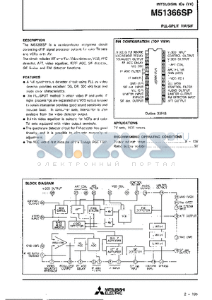 M51366SP datasheet - PLL-SPLIT VIF/SIF