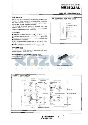 M51522AL datasheet - DUAL AF PREAMPLIFIER