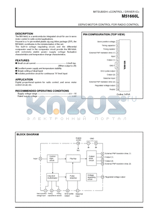 M51660 datasheet - SERVO MOTOR CONTROL FOR RADIO CONTROL