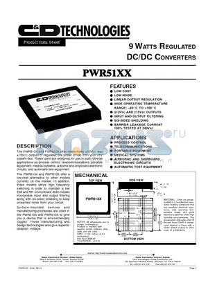 PWR5105/H datasheet - 9 WATT REGULATED DC/DC CONVERTER