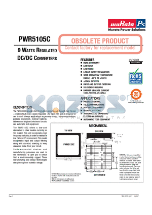 PWR5105C datasheet - 9 WATTS REGULATED DC/DC CONVERTERS