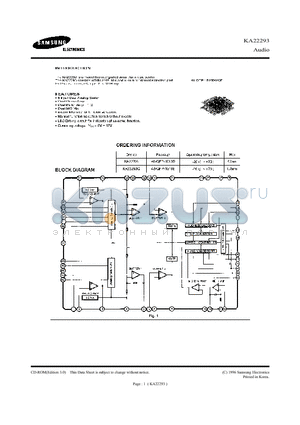 KA22293 datasheet - MONOLITHIC INTEGRATED CIRCUIT FOR MUSIC CENTER