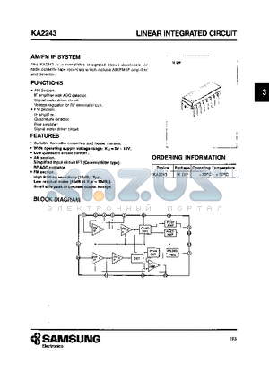 KA2243 datasheet - LINEAR INTEGRATED CIRCUIT