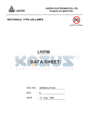 LY5730 datasheet - RECTANGLE TYPE LED LAMPS