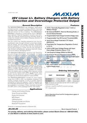 MAX8845Y datasheet - 28V Linear Li Battery Chargers with Battery Detection and Overvoltage Protected Output