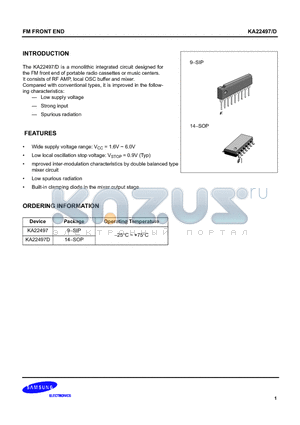 KA22497-D datasheet - FM FRONT END