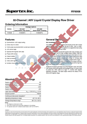 HV6008_07 datasheet - 32-Channel a40V Liquid Crystal Display Row Driver
