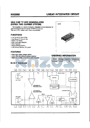 KA22682 datasheet - LINEAR INTEGRATED CIRCUIT ONE CHIP TV MPX DEMODULATER