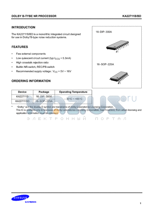 KA22711B datasheet - DOLBY B-TYBE NR PROCESSOR