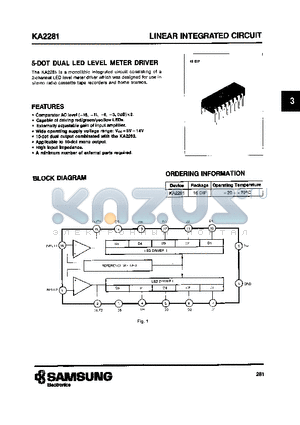 KA2281 datasheet - 5-Dot Dual Led Level Meter Driver