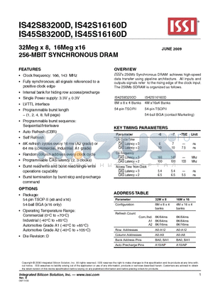 IS42S16160D datasheet - 32Meg x 8, 16Meg x16 256-MBIT SYNCHRONOUS DRAM