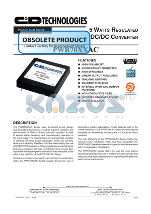 PWR7010AC datasheet - 5 WATTS REGULATED DC/DC CONVERTER