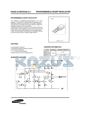 KA236-2.5 datasheet - PROGRAMMABLE SHUNT REGULATOR