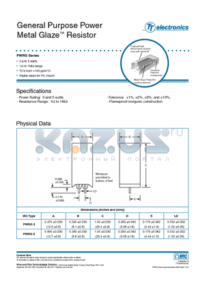 PWRG51202J datasheet - General Purpose Power Metal Glaze Resistor