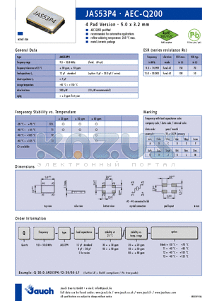 O30.0-JAS53P4-12-50 datasheet - 4 Pad Version
